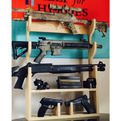 Horizontal 3 Gunrack with Pistol Holder